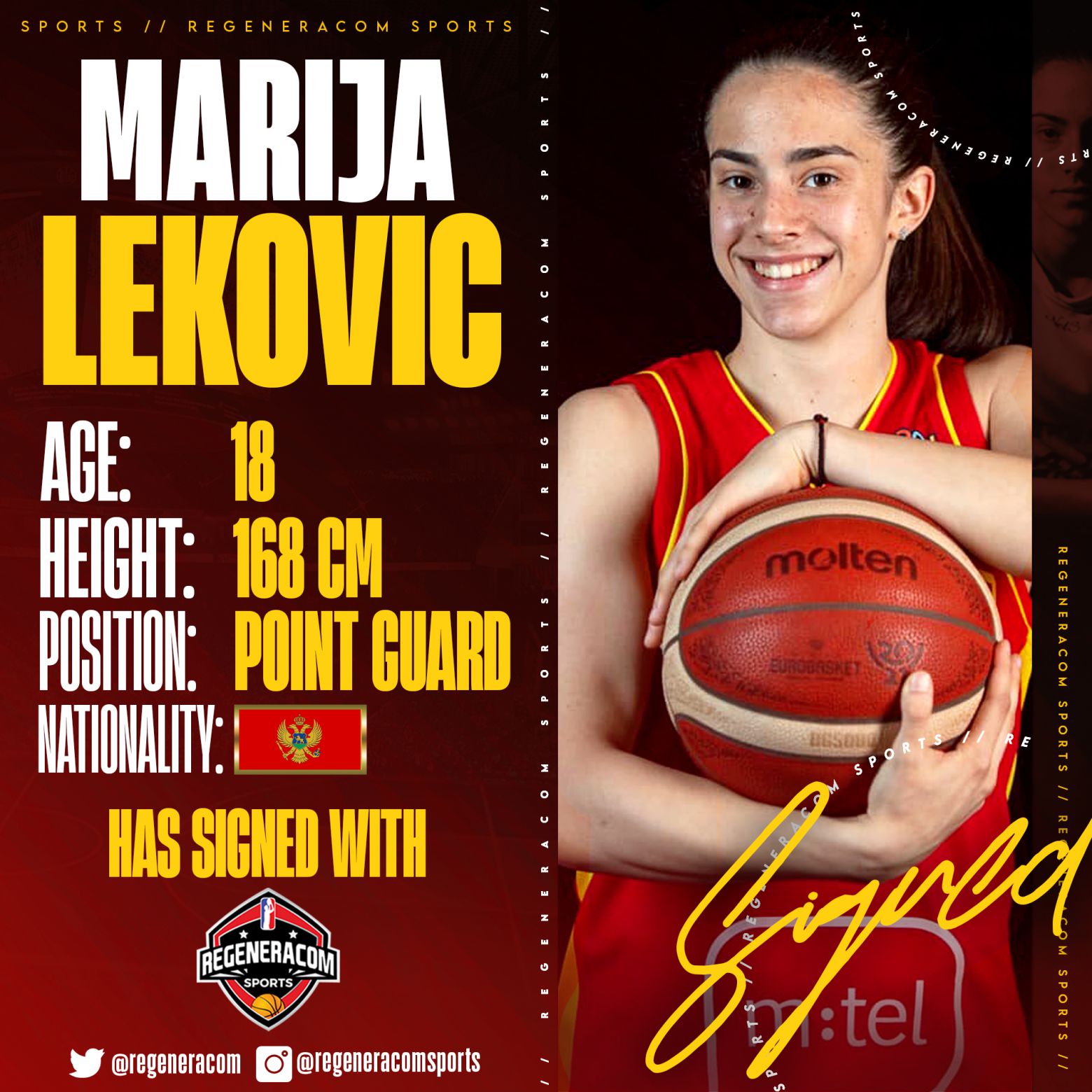 MARIJA LEKOVIC has signed with Regeneracom Sports