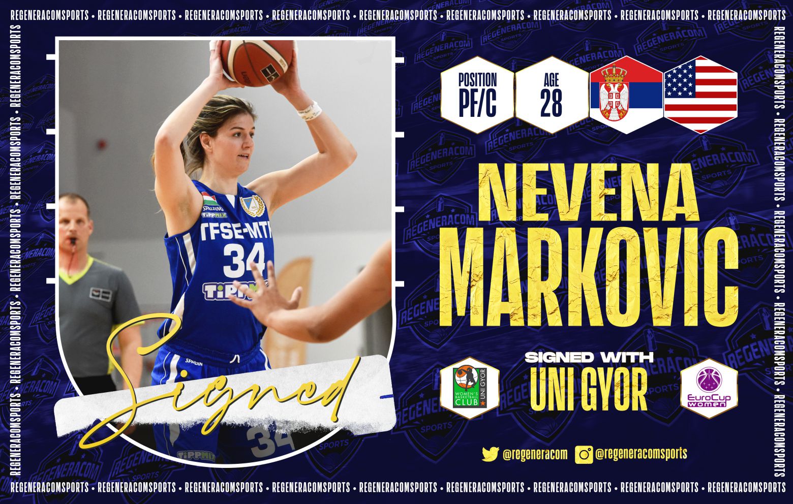NEVENA MARKOVIC has signed in Hungary with Uni Györ for the 2021/22 season
