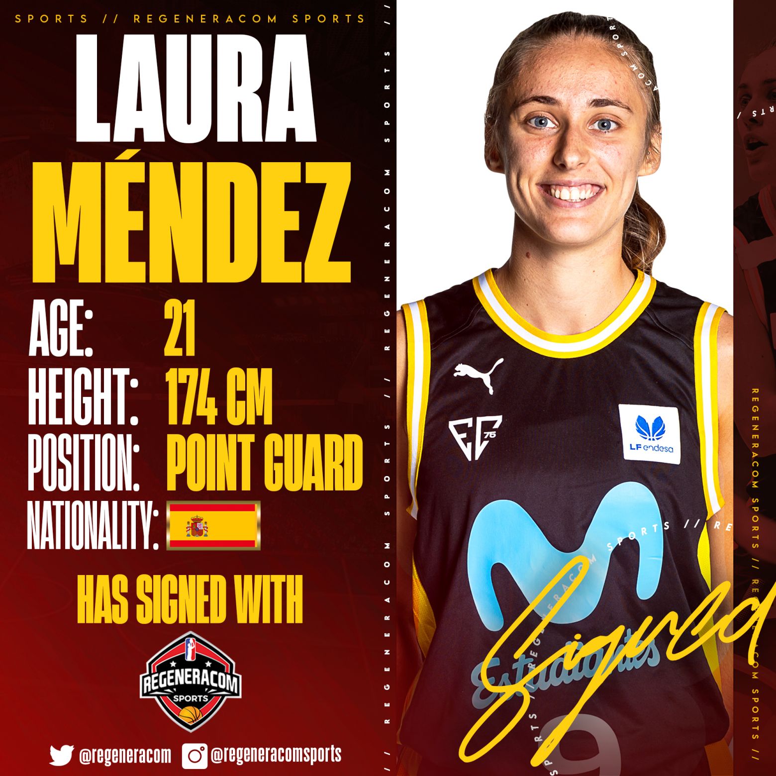 LAURA MÉNDEZ has signed with Regeneracom Sports