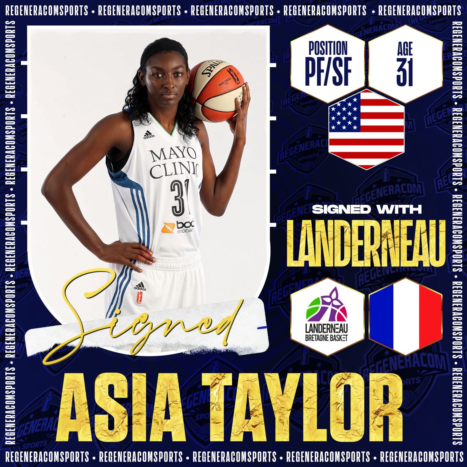 ASIA TAYLOR has signed in France with Landerneau until the end of the 2022/23 season